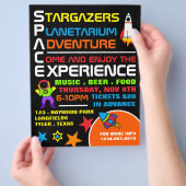 宇宙、天文館イベントの広告 チラシ (手)