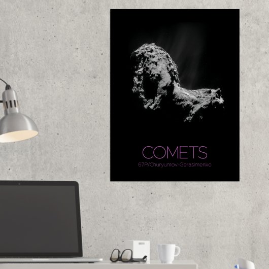 宇宙、太陽系、宇宙、彗星、67P 箔ポスター (インサイチュ (デスク2))