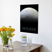 宇宙、宇宙、システ太陽のム、ムーンエンケラドゥス 箔ポスター (レイダウン (キッチン))