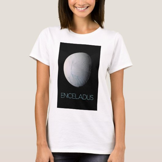宇宙、宇宙、システ太陽のム、ムーンエンケラドゥス Tシャツ (正面)