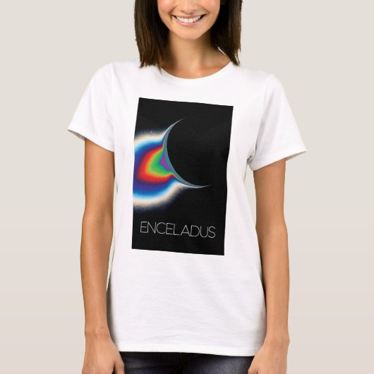 宇宙、宇宙、システ太陽のム、ムーンエンケラドゥス Tシャツ (正面)