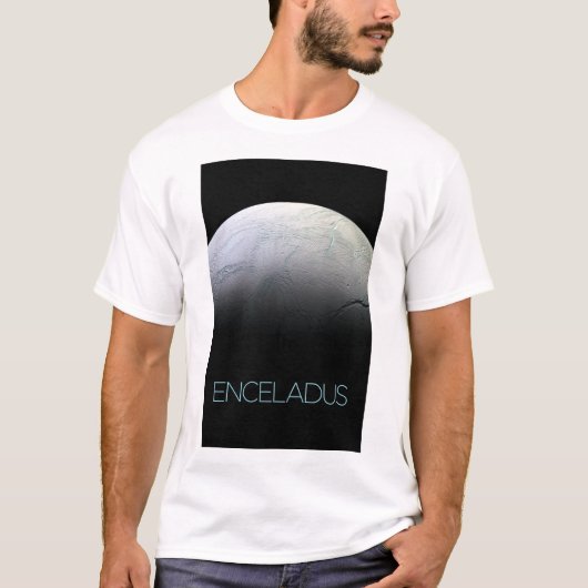 宇宙、宇宙、システ太陽のム、ムーンエンケラドゥス Tシャツ (正面)