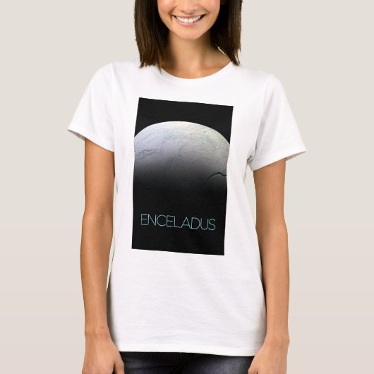 宇宙、宇宙、システ太陽のム、ムーンエンケラドゥス Tシャツ (正面)