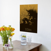 宇宙、宇宙、システ太陽のム、ムーンタイタン 箔ポスター (レイダウン (キッチン))