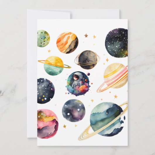 宇宙 |惑星と星 | 4th誕生日 招待状 (裏面)