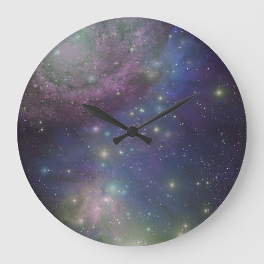 宇宙、星、銀河系、星雲 ラージ壁時計 (正面)