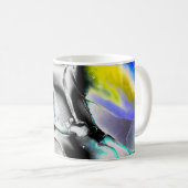 宇宙。白い光沢の背景煙石板写真 コーヒーマグカップ (正面右)