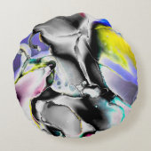 宇宙。白い光沢の背景煙石板写真 ラウンドクッション (裏面)