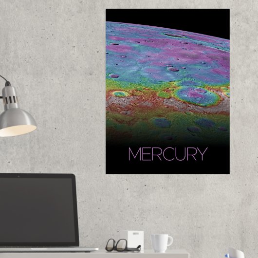 宇宙、銀河系、システ太陽のム、惑星水銀 箔ポスター (インサイチュ (デスク2))