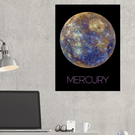 宇宙、銀河系、システ太陽のム、惑星水銀 箔ポスター (インサイチュ (デスク2))