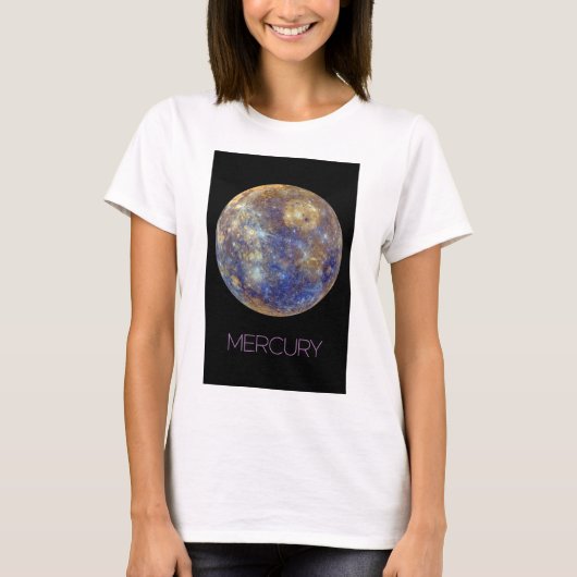 宇宙、銀河系、システ太陽のム、惑星水銀 Tシャツ (正面)