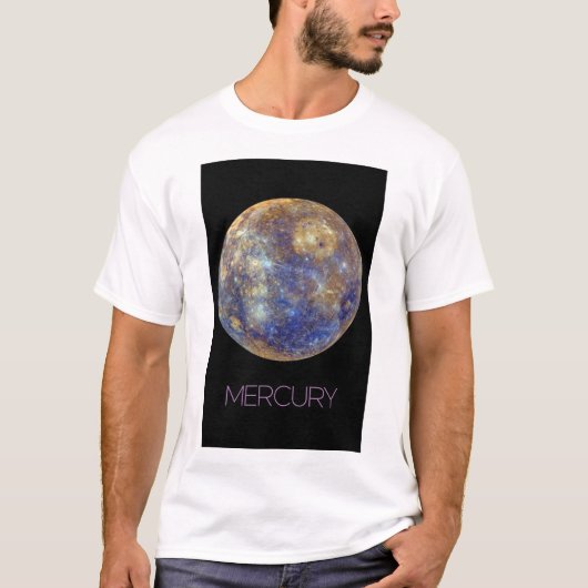 宇宙、銀河系、システ太陽のム、惑星水銀 Tシャツ (正面)