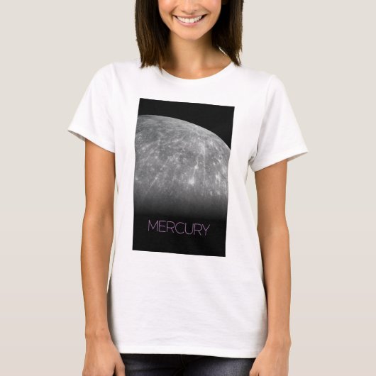 宇宙、銀河系、システ太陽のム、惑星水銀 Tシャツ (正面)