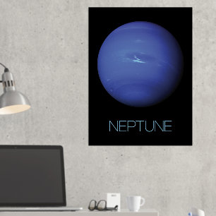 宇宙、銀河系、システ太陽のム、惑星海王星 箔ポスター