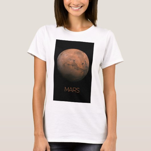 宇宙、銀河系、システ太陽のム、惑星火星 Tシャツ (正面)