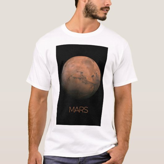 宇宙、銀河系、システ太陽のム、惑星火星 Tシャツ (正面)