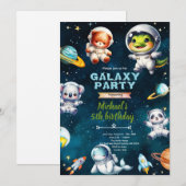 宇宙 銀河 動物 誕生日 テーマ 招待状 (正面/裏面)