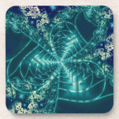 宇宙 |青と白のフラクタルアート コースター (正面)