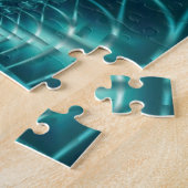 宇宙 |青と白のフラクタルアート ジグソーパズル (側面)