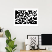 "宇宙" B&W抽象芸術アート ポスター (ホームオフィス)