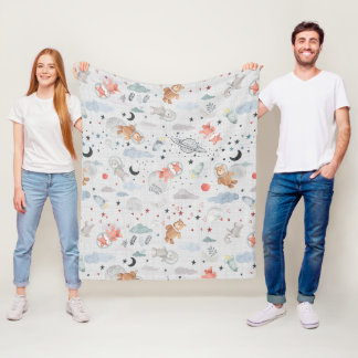宇宙Animales – グレーテクスチャ フリースブランケット
