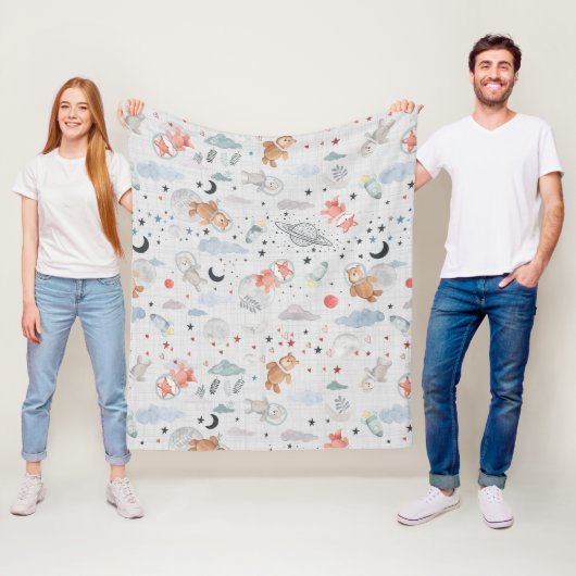 宇宙Animales – グレーテクスチャ フリースブランケット (インサイチュ)