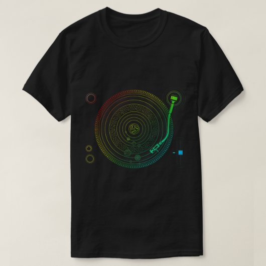宇宙DJグラフィック太陽の- SystemターンテーブルEDM T-Sh Tシャツ (デザイン正面)