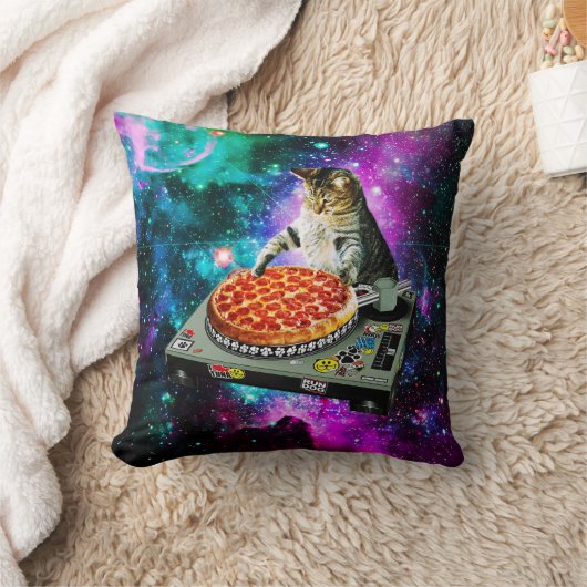 宇宙dj猫ピザ クッション (ブランケット)