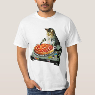 宇宙dj猫ピザ tシャツ