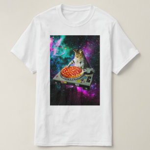宇宙dj猫ピザ tシャツ
