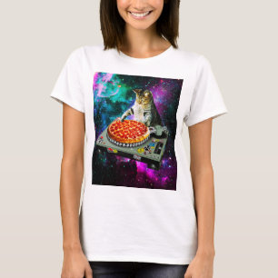 宇宙dj猫ピザ tシャツ