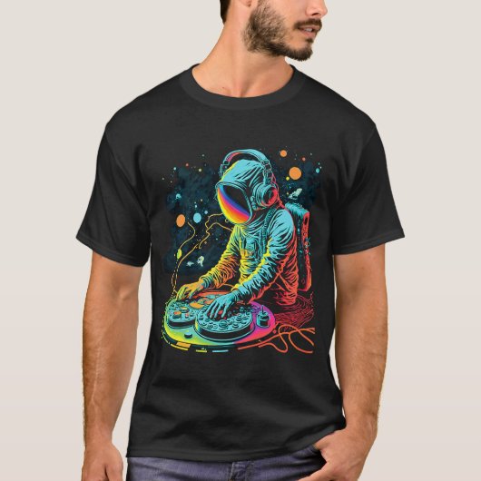 宇宙EDM遊のDJターンテーブルクール Tシャツ (正面)