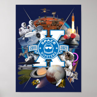 宇宙Hipsters® X Collage Wall Art Poster 9" x 12" ポスター
