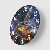 宇宙NASAの神秘的な山 ラウンド壁時計 (傾斜)