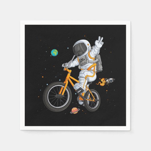 宇宙ovでbmxバイクに乗る宇宙飛行士 スタンダードカクテルナプキン (正面)