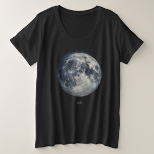 宇宙Tシャツの月の絵 プラスサイズTシャツ