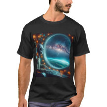 宇宙Tシャツを見ているエイリアン