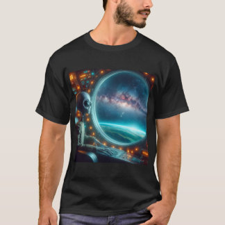 宇宙Tシャツを見ているエイリアン Tシャツ