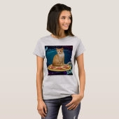 宇宙Tシャツ入りジンジャーおもしろいピザ猫 Tシャツ (正面フル)