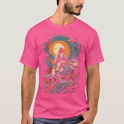 宇宙Tレックス恐竜ミームSci-Fi Bに乗る Tシャツ (正面)