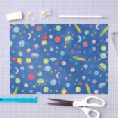 宇宙UFOロケット惑星パターンギフト 薄葉紙 (クラフト)