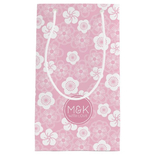 宇目 |梅日本の模様のパーソナライズされた抱き枕 スモールペーパーバッグ (正面)