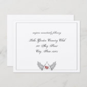 守られたハートのウェディング 披露宴 招待状 (正面/裏面)