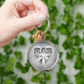 守り神のハートの翼のデザイン) キーホルダー (手)