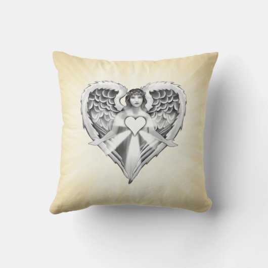 守り神のハートの翼のデザイン クッション (裏面)