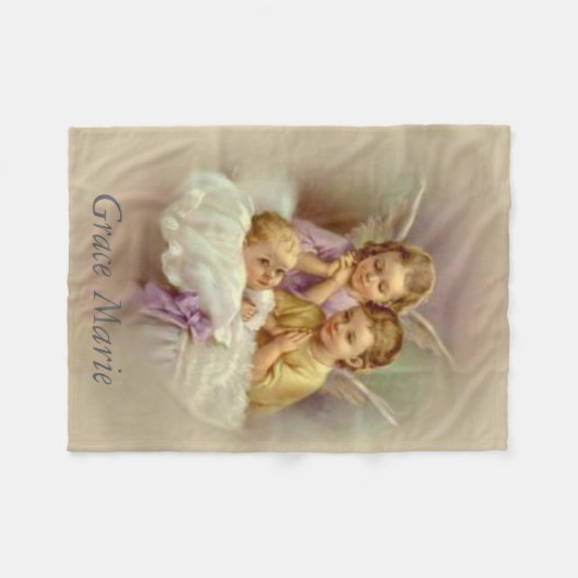 守り神の天使のベビーの雲は個人化なります フリースブランケット (正面(横))