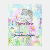 守り神の水彩画によって保護される フリースブランケット (正面)