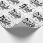 守り神の白黒レトロのモノグラム ラッピングペーパー (角)