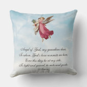 守り神の祈りの言葉を持つヴィンテージの宗教子供 クッション (裏面)