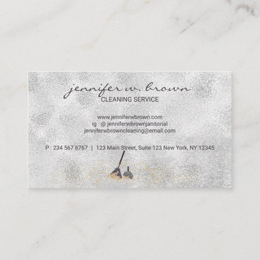 守衛隊クリーニング金ゴールド輝くメイドレディーシルバー 名刺 (裏面)